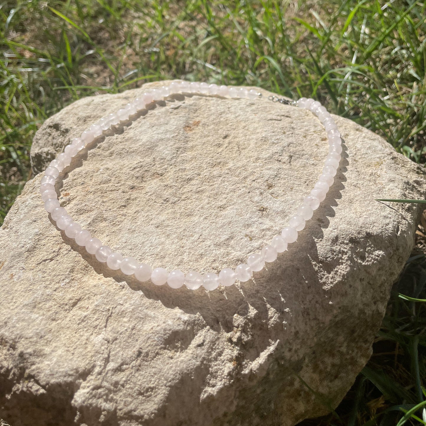 COLLIER PERLES QUARTZ ROSE