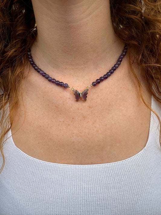 COLLIER PAPILLON AMÉTHYSTE