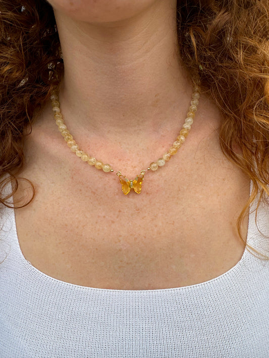 COLLIER PAPILLON CITRINE