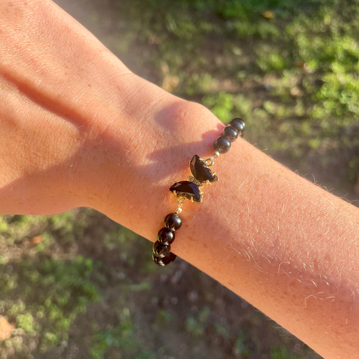 BRACELET PAPILLON OBSIDIENNE NOIRE