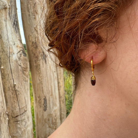 Boucle d’oreilles dormeuse Grenat