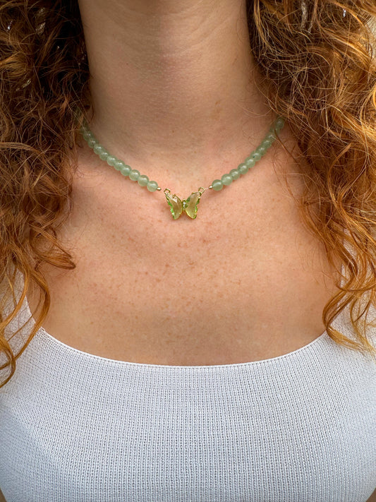 COLLIER PAPILLON AVENTURINE VERTE