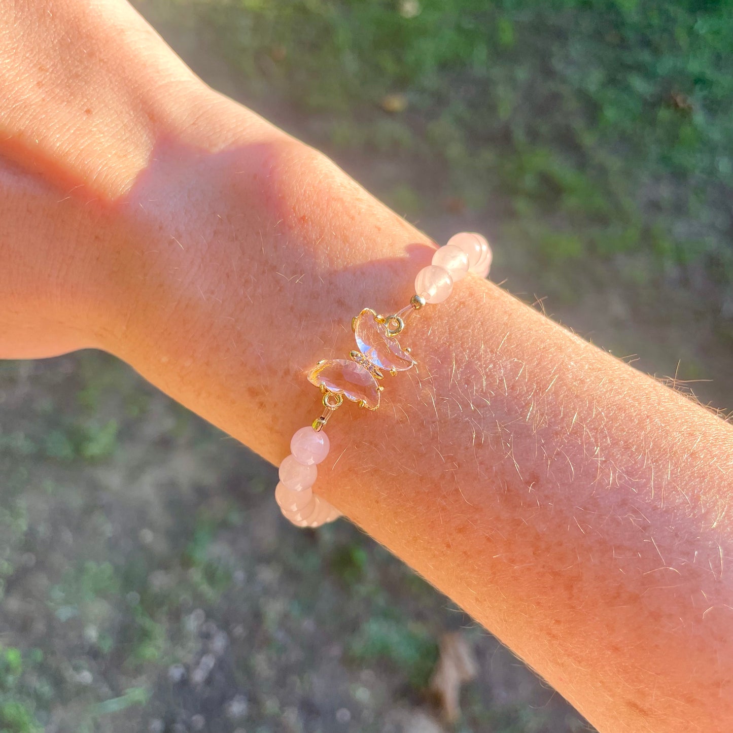 BRACELET PAPILLON QUARTZ ROSE