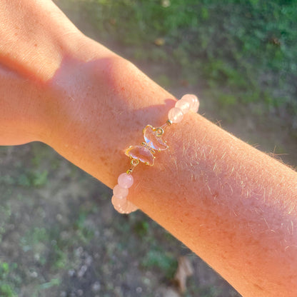 BRACELET PAPILLON QUARTZ ROSE