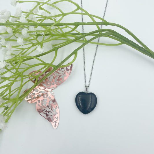COLLIER COEUR OBSIDIENNE NOIRE