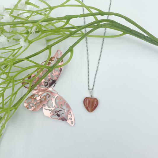COLLIER COEUR EN CORNALINE