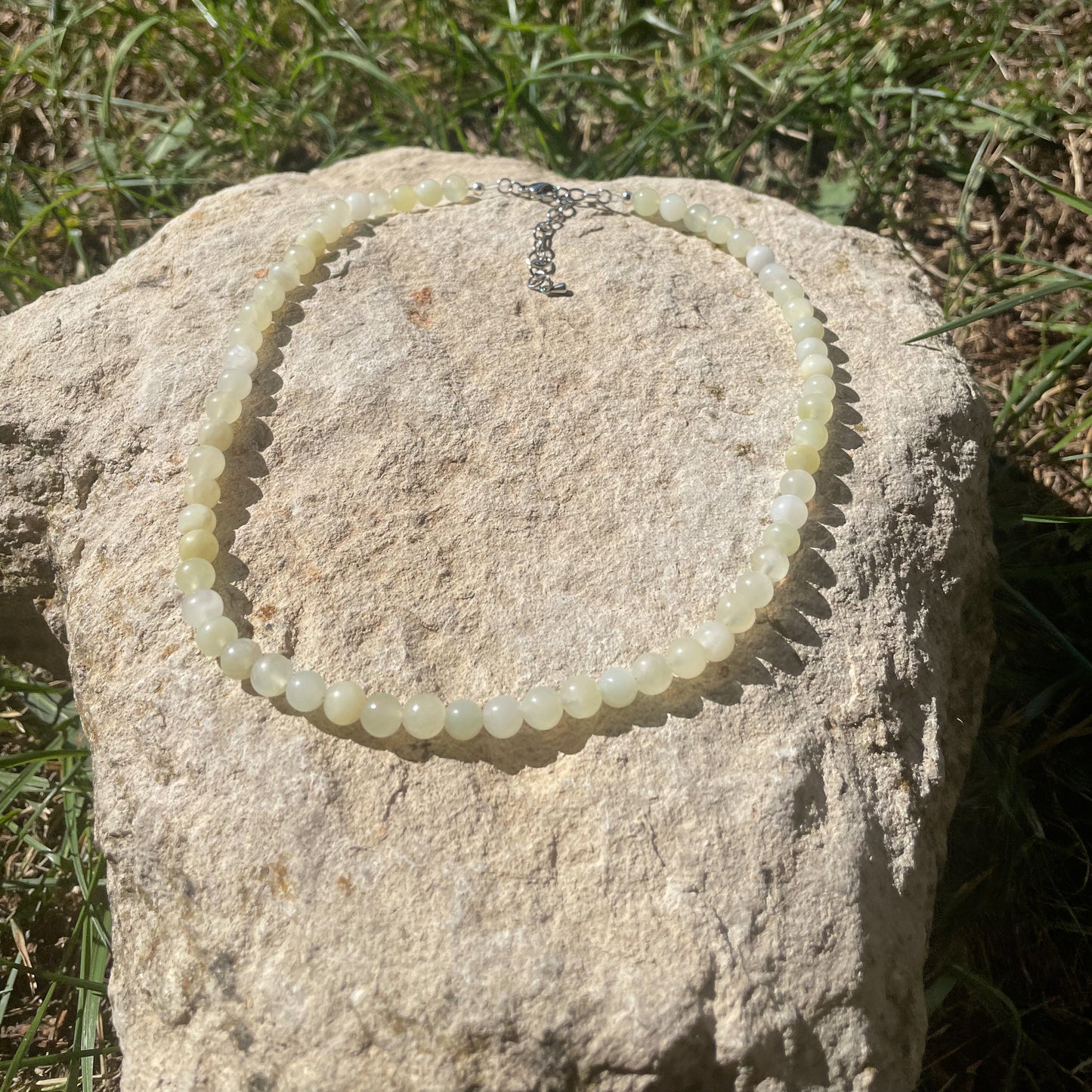 COLLIER PERLES JADE VERT