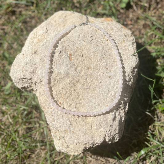 COLLIER PERLES QUARTZ ROSE