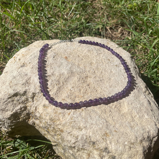COLLIER PERLES AMÉTHYSTE